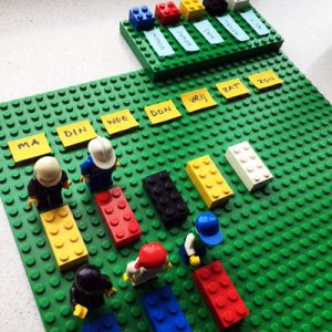 Plannen met lego. Lego bord met indeling. 