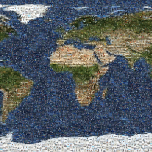 Part of mosaic of the World, made of hundreds of photographs